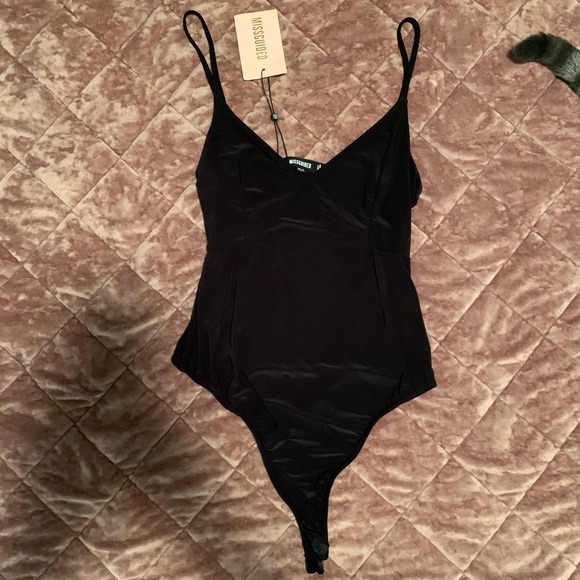 Missguided Tops - Missguided Black Slinky Bodysuit